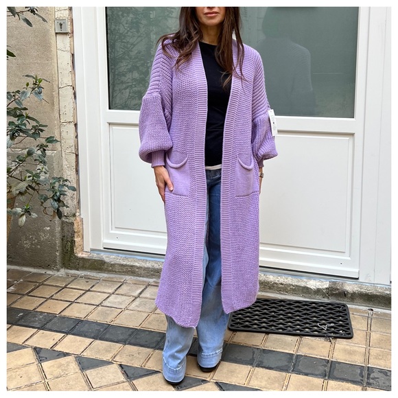 #95 Boho Made In Italy Soft Oversized  Sweater Knit Cardigan - Picture 5 of 7